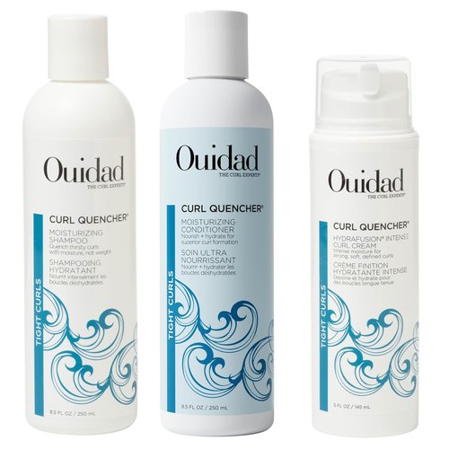 Ouidad Curl Quencher Bundle | Moisturizing Shampoo, Conditioner & Curl Cream - 8.5 fl oz Each, Vegan & Color-Safe, Frizz Control