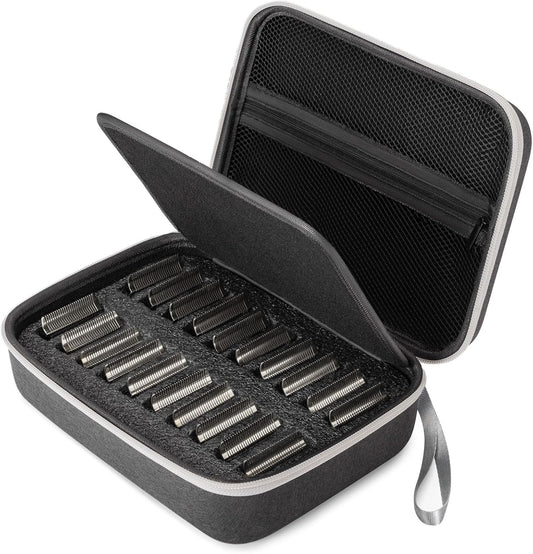 Noverlife Hair Clipper Guard Blades Holder Case, Barber Guard Blades Storage Bag for 20 Metal Clipper Guards Hard Blade Storage Travel Case, Protective Stylist Carrying Case for Grooming Blade