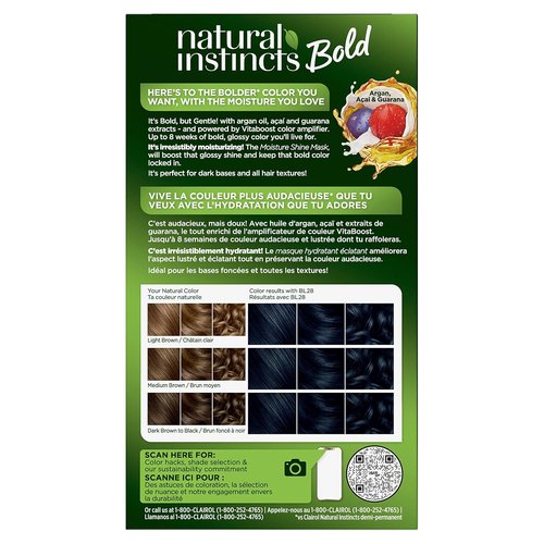 Clairol Natural Instincts Bold Hair Dye - BL28 Blue Black Color | Long-Lasting, Pack of 1