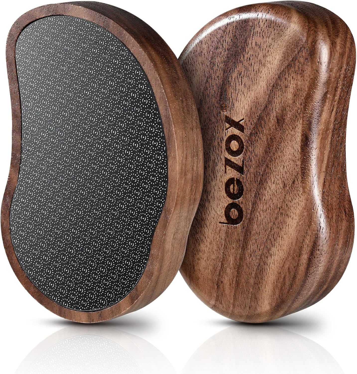 BezoX Glass Foot File - Nano-Glass Pumice Stone Scrubber for Silky Smooth Feet | Portable Pedicure Tool with Walnut Wood Handle