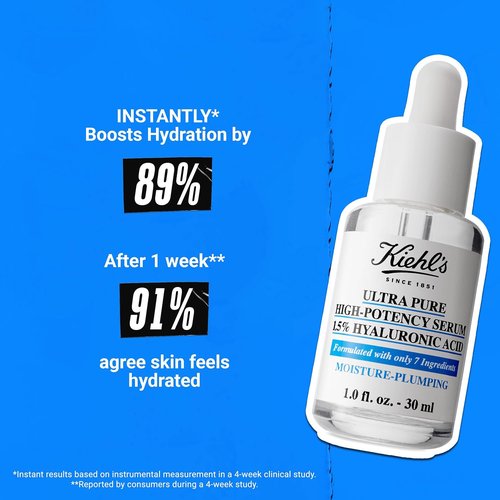 Kiehl's Ultra Pure 1.5% Hyaluronic Acid Serum - Concentrated Hydrating Face Serum for All Skin Types | 1 fl oz