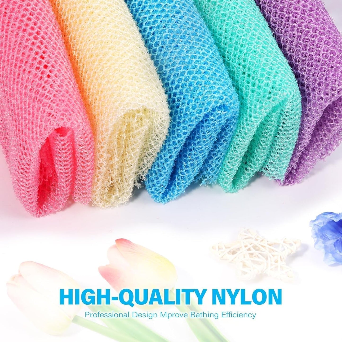 UJFQBH African Bath Sponge Set - 5 Exfoliating Net Scrubbers for Smooth Skin | Multi-Color Options