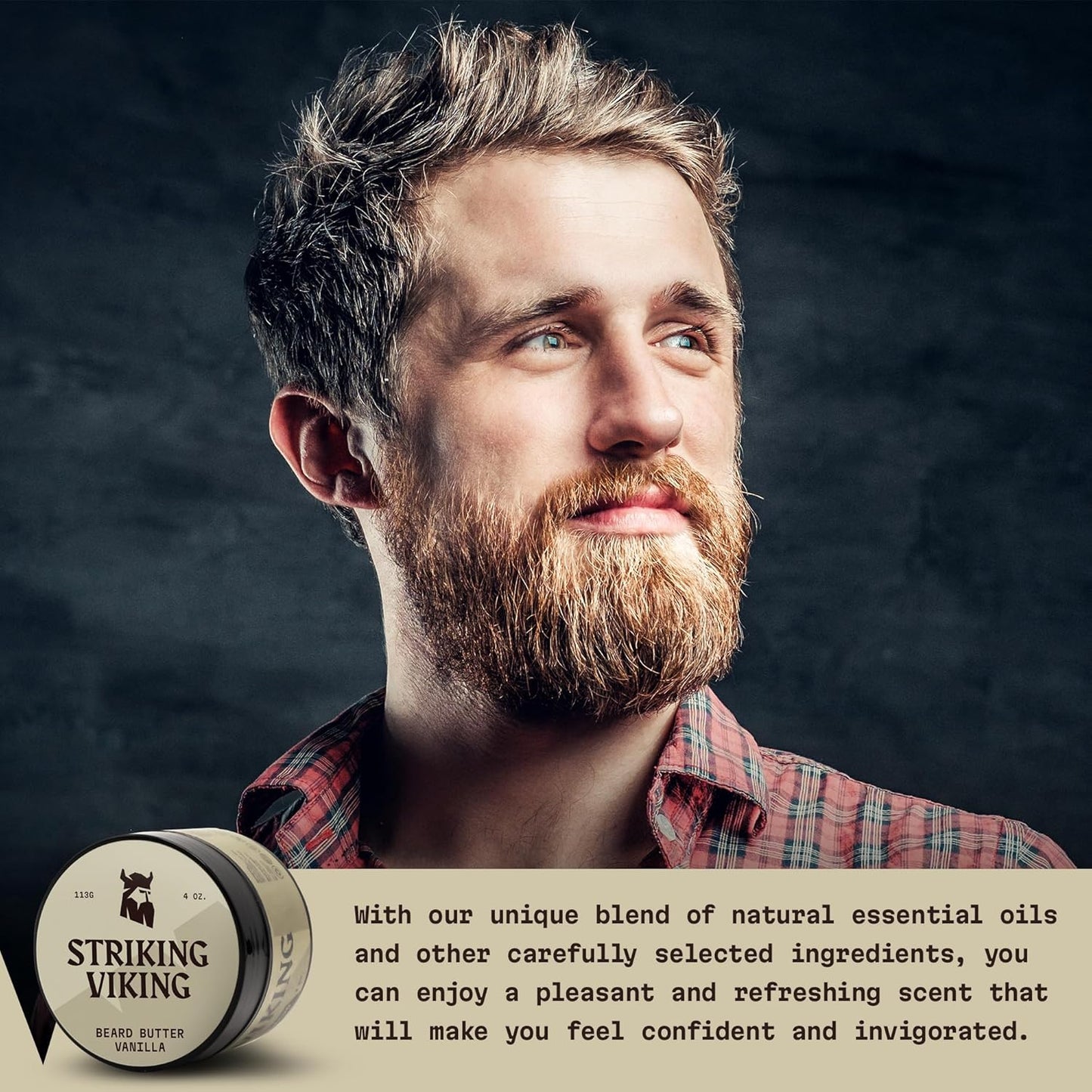 Striking Viking Beard Butter - Non-Greasy Hydrating Moisturizer With Natural Ingredients | Vanilla, 4oz