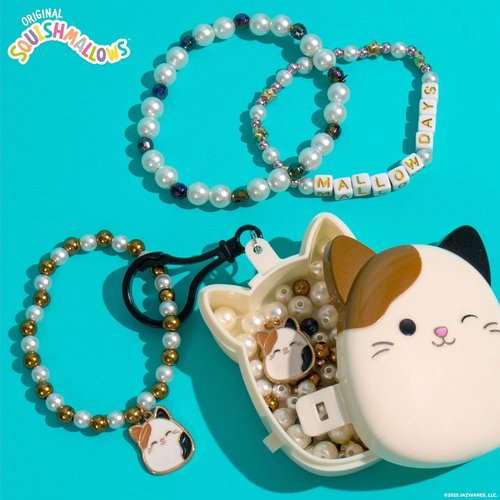 Original Squishmallows Cam The Cat Bracelet Kit, Makes 3 Accessories, Fun Beads and Charms, Bonus Keychain, Friendship Jewelry Making Set, Gifts for Girls, Craft Kits, Arts and Crafts for Kids