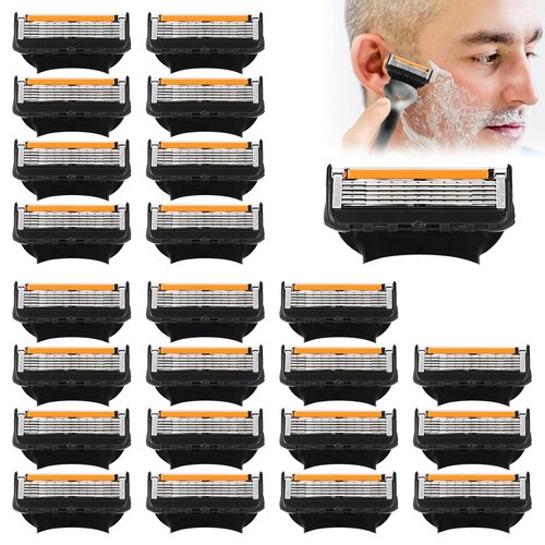 24 Replacement Razor Blades for Men – Compatible with Gillette ProGlide &Razor Systems, 5-Blade Refills, Wet Shave, Value Pack, Smooth & Precise