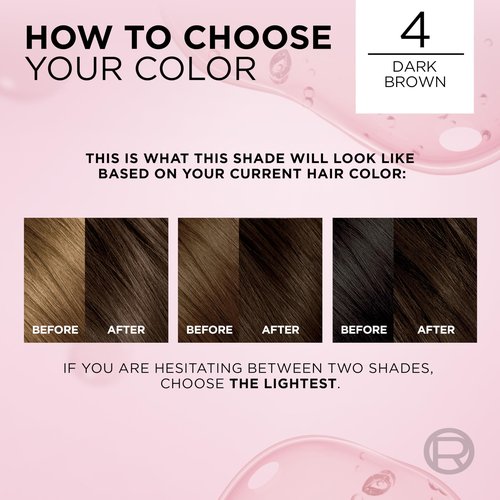 L'Oreal Paris Excellence Crème Permanent Hair Dye, Triple Care Hair Color with Hyaluronic Acid for 100% Gray Coverage, 4 Dark Brown, 1 Kit (Packaging May Vary)