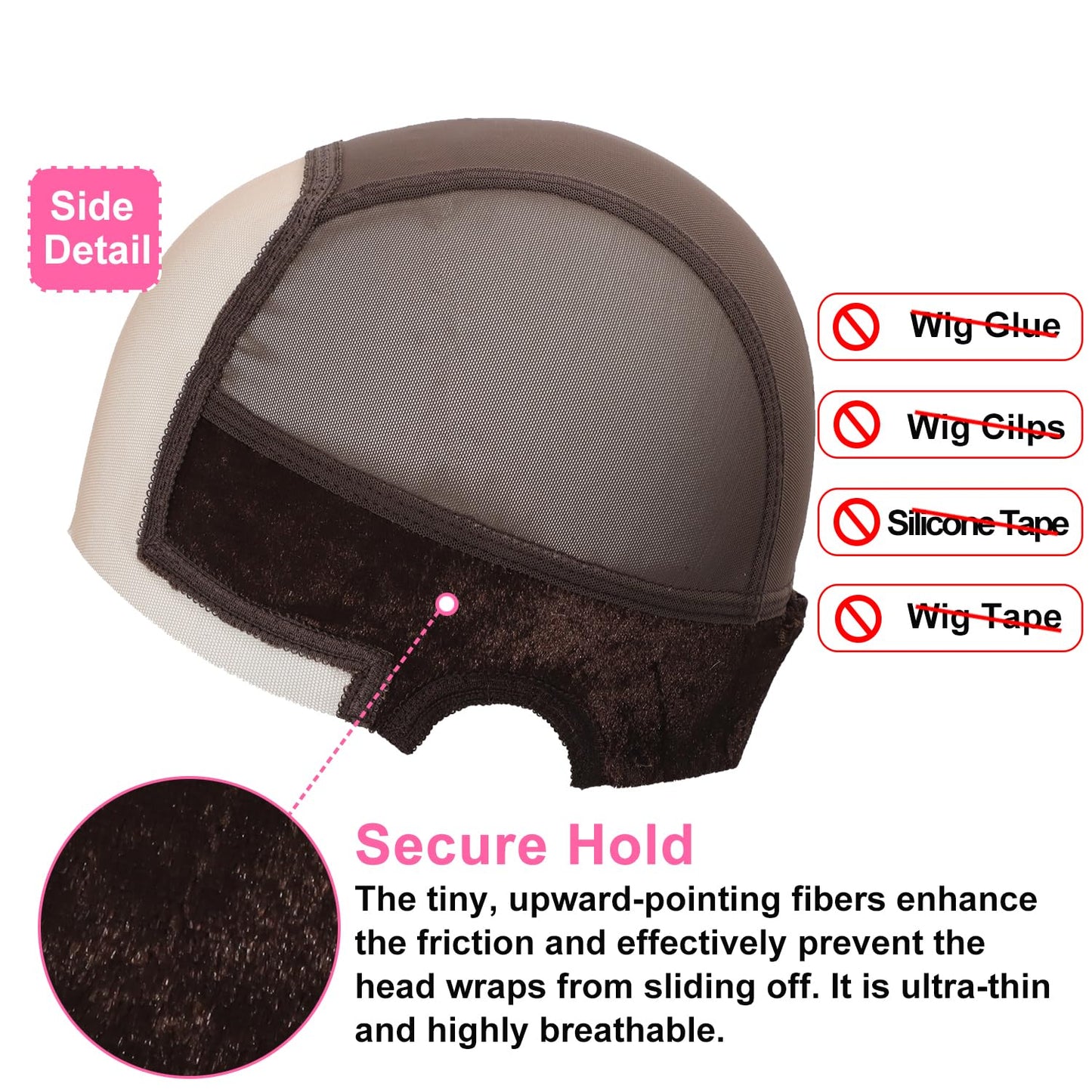 Wig Cap,Wig Grip Cap for Glueless Wigs Non Slip 4x5 HD Wig Band Caps for Women Lace Front keep Wig in Place (brown)