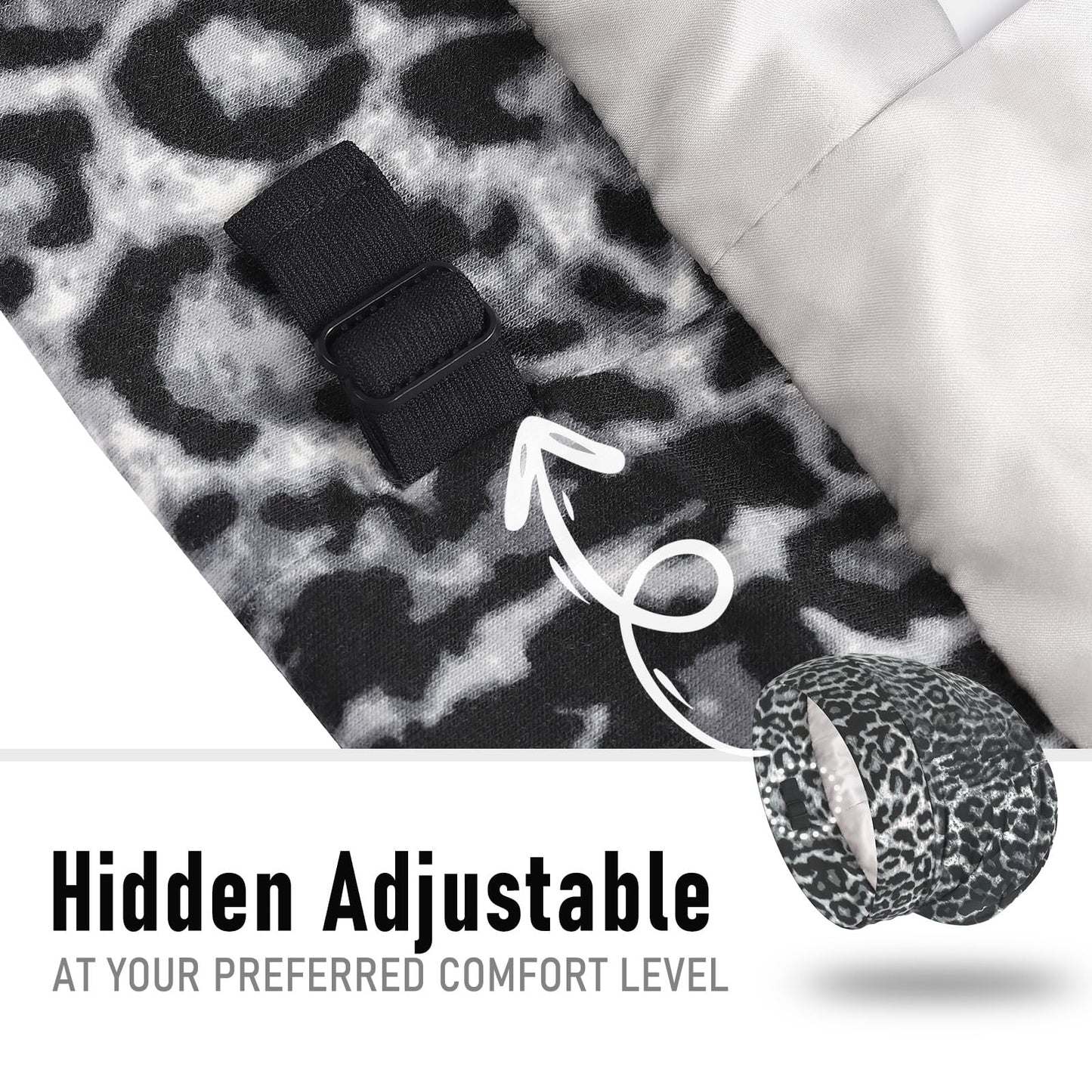 SOLZEK Real Silk Bonnet for Sleeping Hair Wrap Men Women Curly Adjustable Night Cap for Natural Hair Anti Frizz Stay on Double Layer 1Pcs (Leopard)