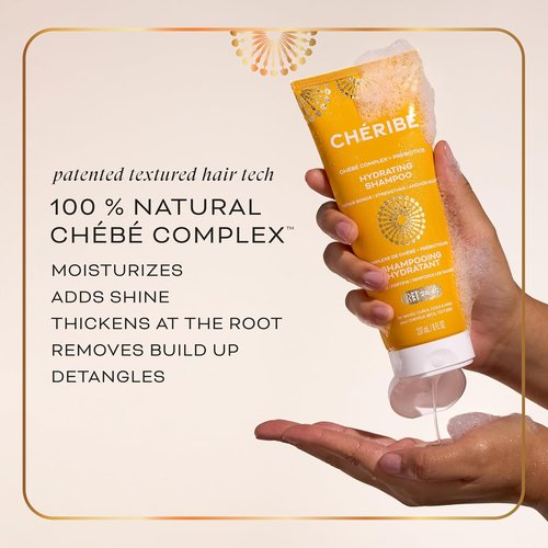 Chéribé Hydrating Shampoo - 100% Natural Chebe Complex & Prebiotics for Dry, Damaged Hair | Sulfate-Free, 8 fl oz