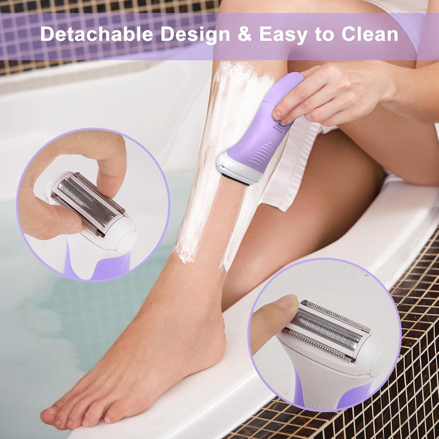 Skiennix Electric Razor for Women - Waterproof Cordless Bikini Trimmer | Hypoallergenic Foil Shaver for Legs, Underarms, Wet/Dry Use, Orchid