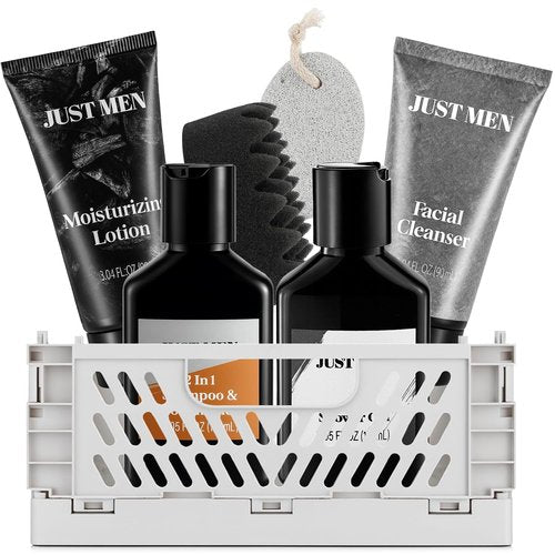 Regine Switzerland Gift Baskets for Men - 7-Piece Body Wash & Skin Care Kit | All-in-One Grooming Set with Cedrus Atlantica Scent | Perfect Birthday Gifts for Husband, Boyfriend, Brother, or Father