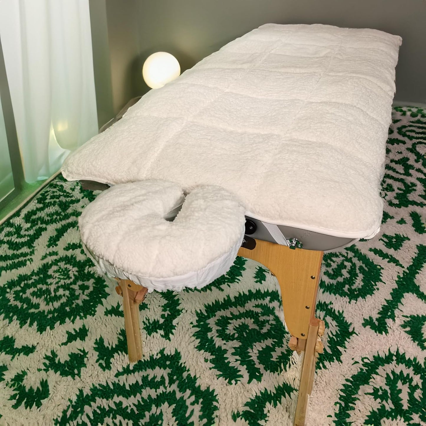 Skiennix Fleece Massage Table Pad - Extra Soft Quilted Cushion with Face Cradle Cover | 71 x 31 Inch, Washable Topper for Spa & Home