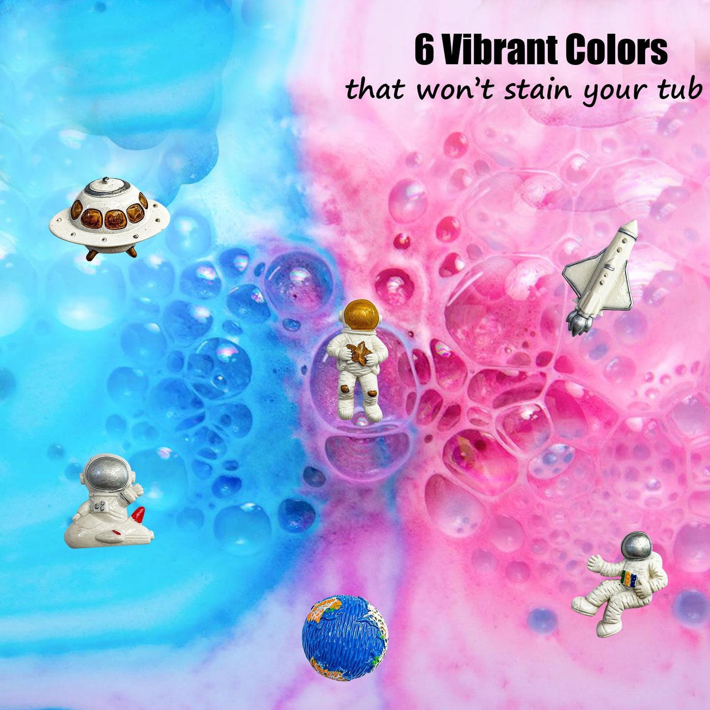 Galaxy Bath Bombs for Kids with Surprise Inside - Organic Bubble Bath Bombs with Educational Outer Space Planet Toys. Gentle, Natural & Kids Friendly - Birthday Gifts for Kids, Boys, Toddlers, Girls