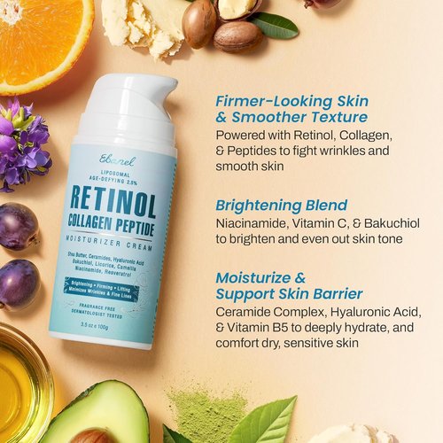 Ebanel Retinol Cream - Anti-Aging Moisturizer with Collagen & Hyaluronic Acid | 3.5 oz for Wrinkles & Dark Spots