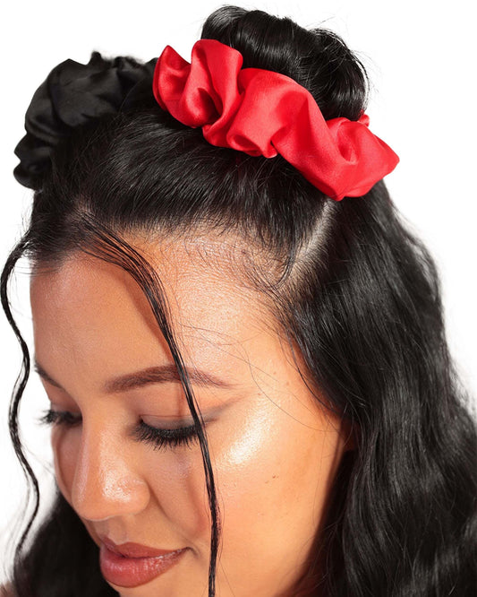 iHeartRaves Black-White-Red Fabulous Feelings Scrunchies Set (Assorted, One Size)