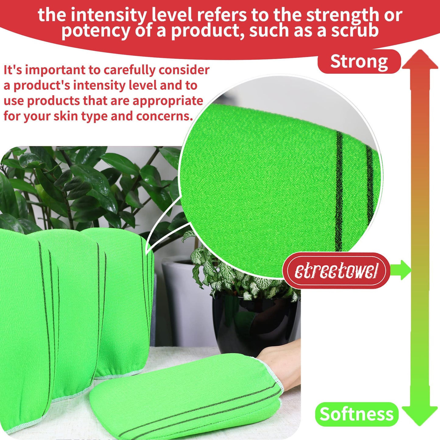 etreetowel Korean Asian Exfoliating Bath Washcloths Mitt Scrub for Body washcloth Glove Premium Viscose Rayon Towel Korea Made(4 pcs of Glove Exfoliating Mitts)