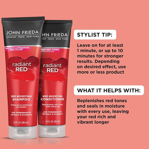 John Frieda Radiant Red Conditioner - Hydrates & Enhances Red Tones with Pomegranate Extract | 8.3 Oz, Pack of 2