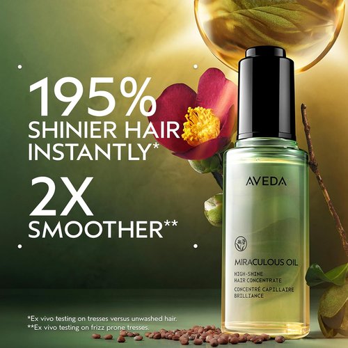 Aveda Miraculous Oil High-Shine Hair Concentrate - 24-Hour Frizz Protection & Heat Defense | 1.7 Fl Oz