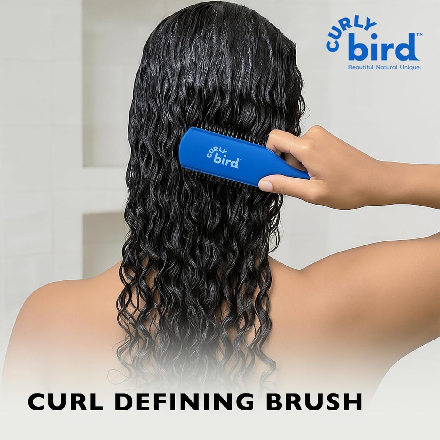 Curly Bird Curl Defining Brush - 7-Row Detangling & Styling Tool for All Hair Types | Ideal for Women, Men & Kids