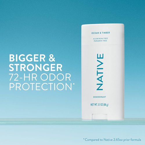 Native Aluminum-Free Deodorant - Ocean & Timber Scent | 72-Hour Odor Control, 3.1 oz Stick for Men & Women