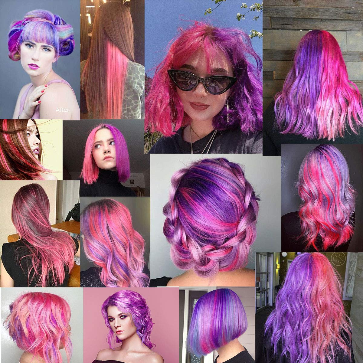 SARARHY Pink and Purple Wig Pieces for Teens Straight Clip in Colored Hair Extensions for Girl (Purple Pink)