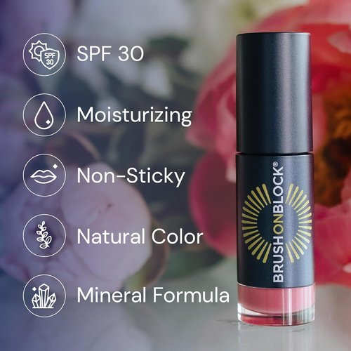 Brush On Block Lip Oil SPF 30 - Hydrating Mineral Protection from UVA/UVB & Blue Light | Fig Flavor