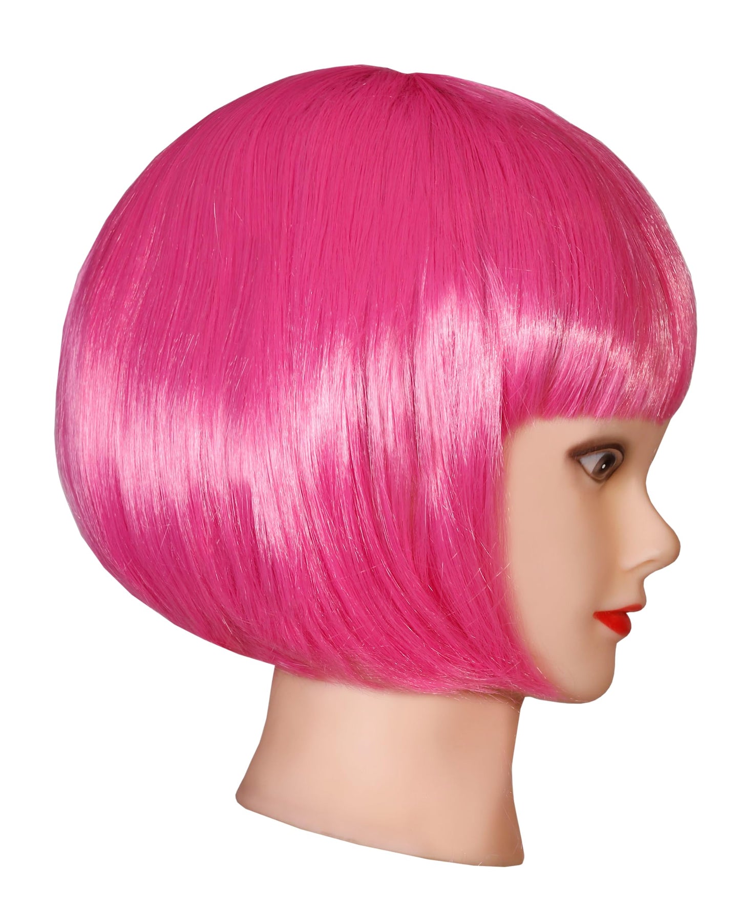 Matissa Short Straight 10" Bob Wig with Bangs Synthetic Fancy Dress Costume Halloween Party (Hot Pink)