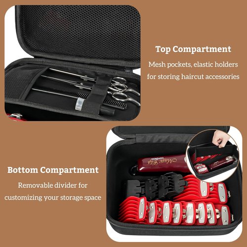 ProCase Hard Travel Case - Hair Clippers Organizer with Storage for Wahl, Andis, Hatteker & More - Black