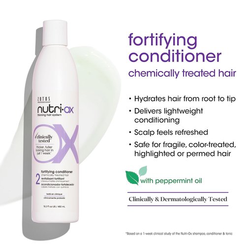 NUTRI-OX Fortifying Conditioner for Chemically-Treated Hair - Thicker, Fuller-Looking Hair | Peppermint, Color-Safe