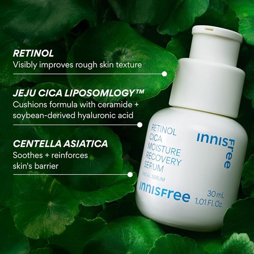 Innisfree Retinol Cica Serum - Salicylic Acid Moisture Recovery Treatment for Beginners