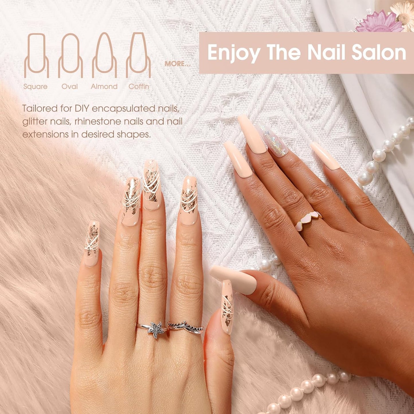 Nude Poly Extension Gel, ROSALIND 2.7 oz Light Nude Poly Nail Gel Builder for Nail Art Decoration, Thickening Extension Easy to DIY Use at Home Need UV Lamp