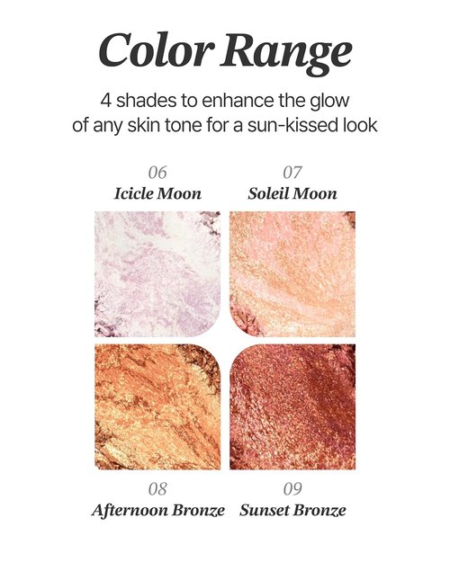 Glint Marble Highlighter - Sunset Bronze | 0.08oz Korean Makeup for Smooth, Radiant Glow