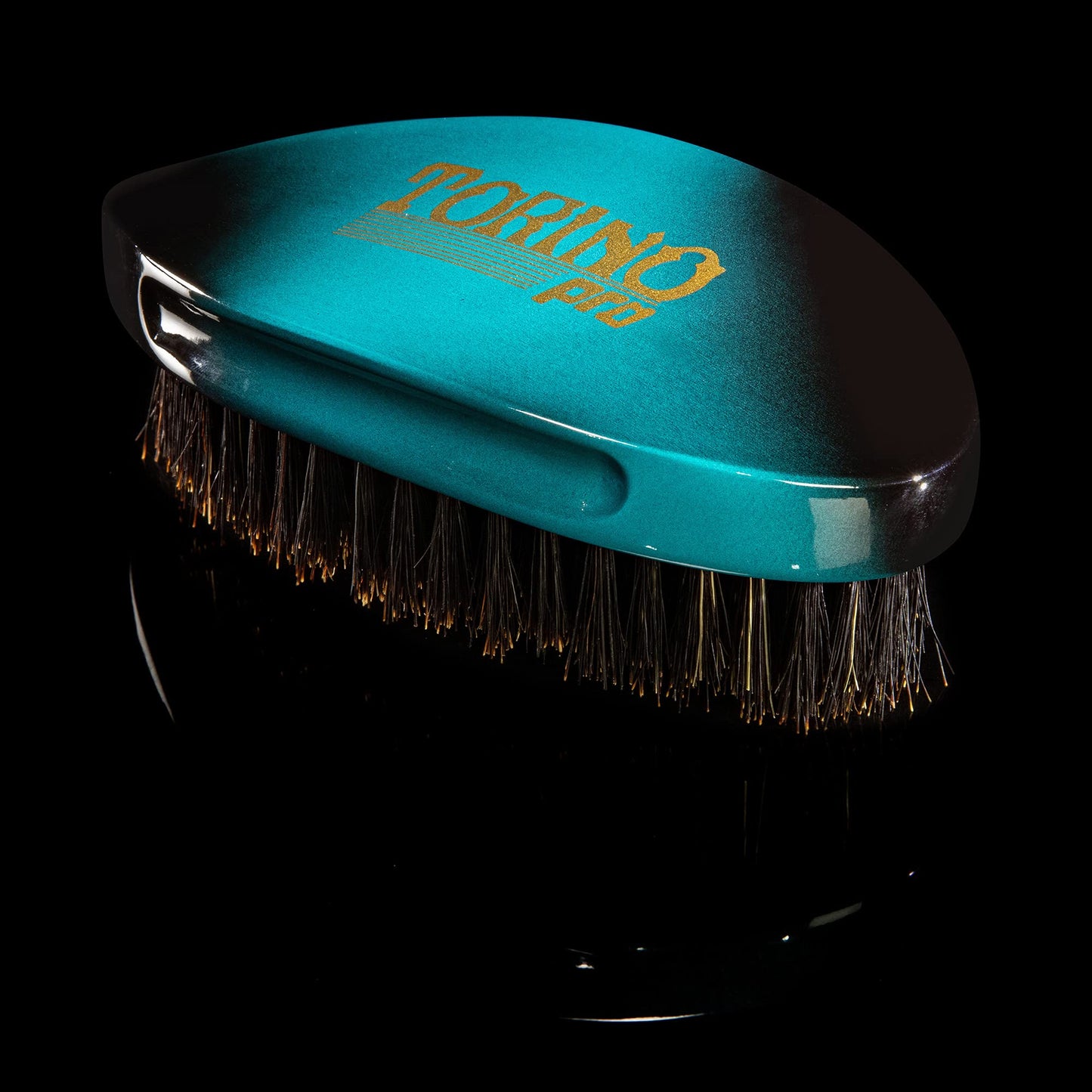 Torino Pro Curve #156 - Medium 100% Boar Bristle Curved Palm Brush for Laying 360 Waves, Use with Wave Cap or Durag - Luxury Wave Brush for Men