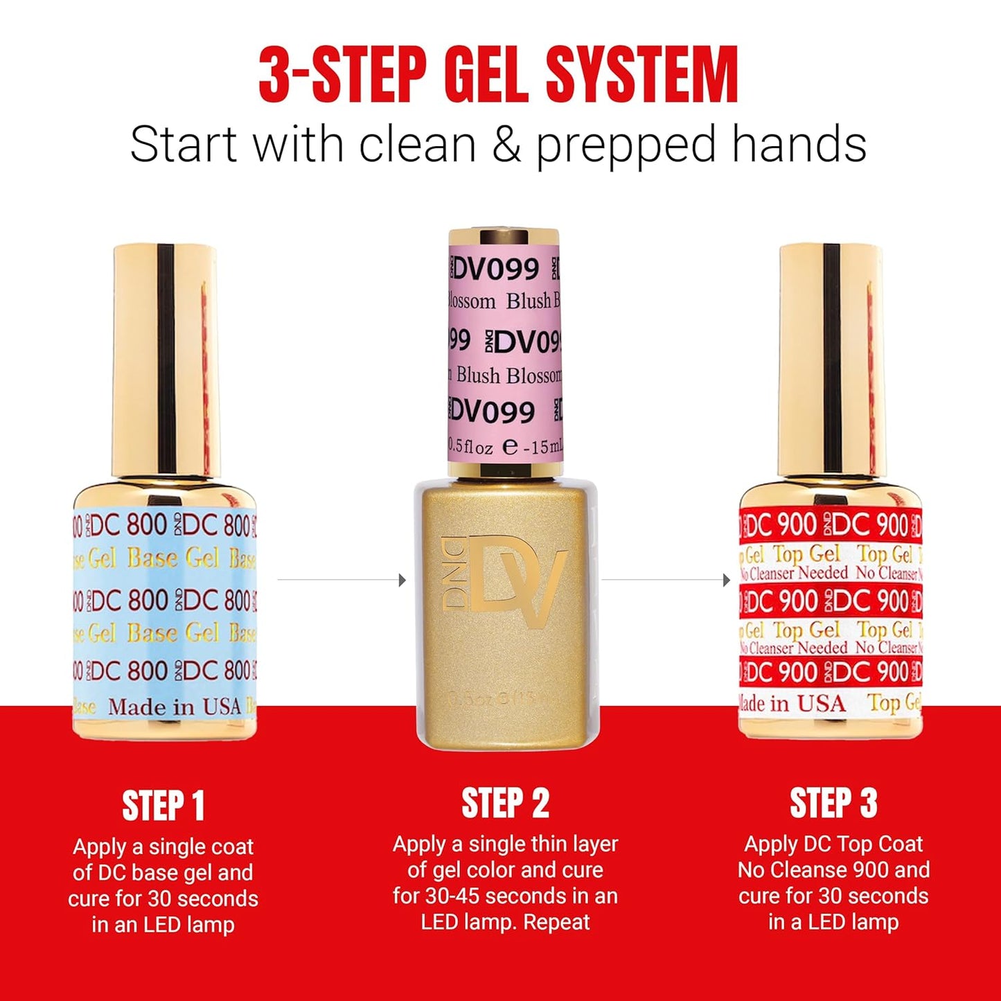 DND Gel Polish Set - Coquette Collection | UV/LED Gel & Air Dry Nail Lacquer Duo - 099 Blush Blossom, 0.5 Fl Oz