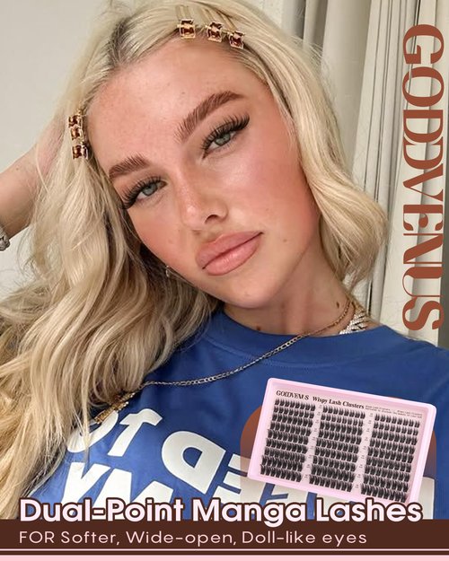Goddvenus Wispy Manga Lash Clusters Natural Eyelash Clusters Fairy Cluster Eyelash Extensions Anime Individual Lashes C Curl Lash Extension Waterproof DIY Eye Lashes Cluster