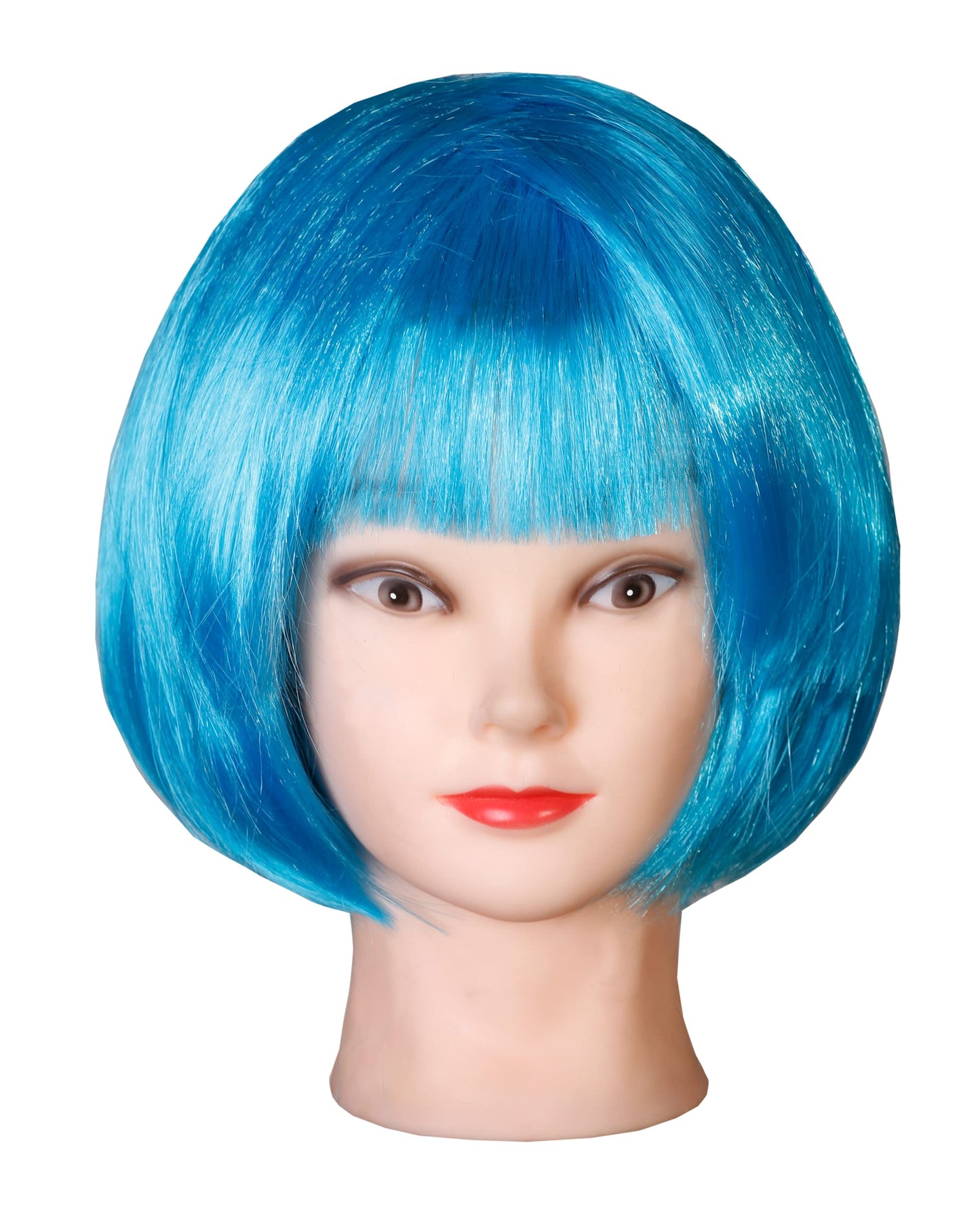 Matissa Short Straight 10" Bob Wig with Bangs Synthetic Fancy Dress Costume Halloween Party (Sky Blue)