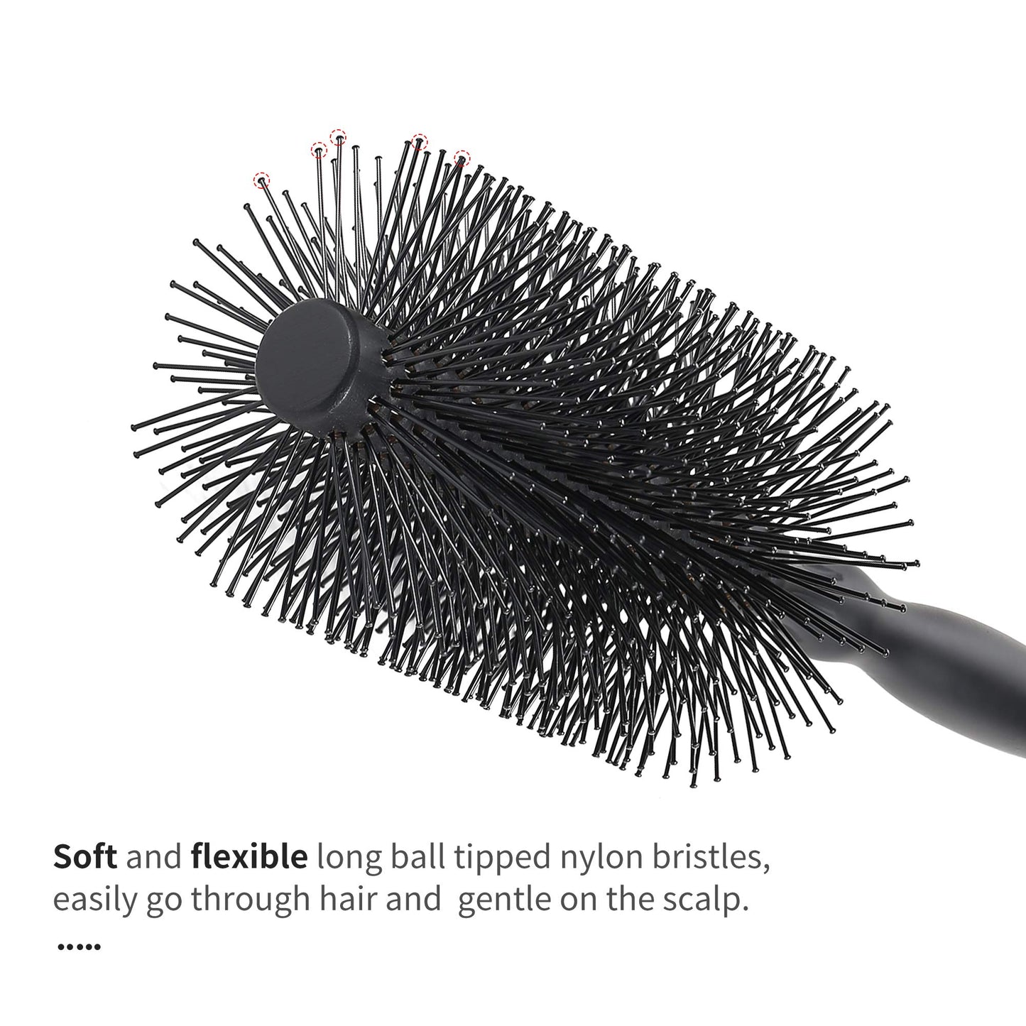 PERFEHAIR Large Round Hair Brush for Women Blow Drying, Soft Nylon Bristles, 2.5-inch Diameter, Big Round Brush for Blowout, Styling, Curling, Smoothing Medium to Long Wavy, Curly, Thick Hair