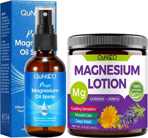 Pure Magnesium Oil Spray & Lotion Set - Unscented Muscle Relaxation | 100% Magnesium Chloride with Arnica & Lavender