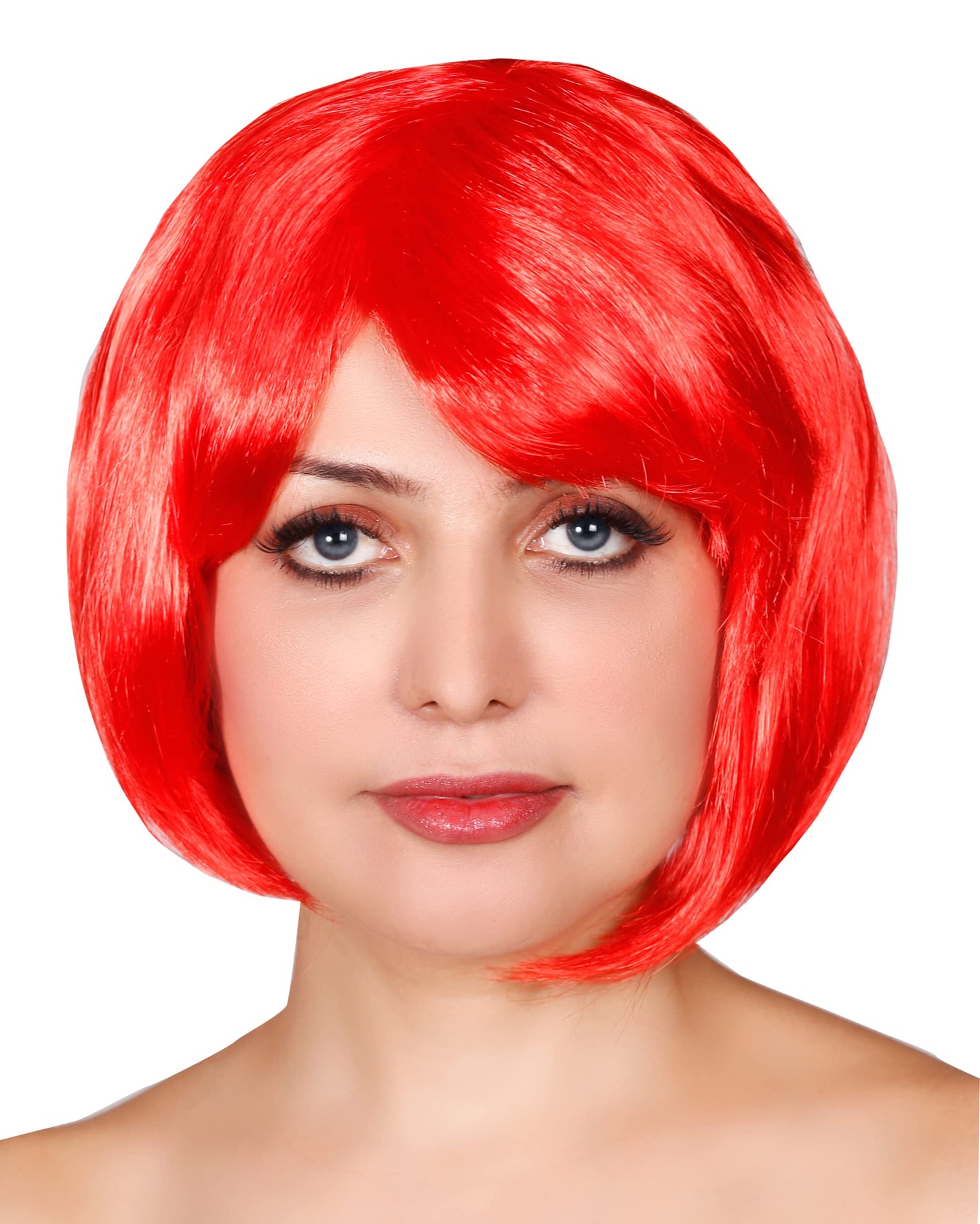 Matissa Short Straight 10" Bob Wig with Bangs Synthetic Fancy Dress Costume Halloween Party (Red)