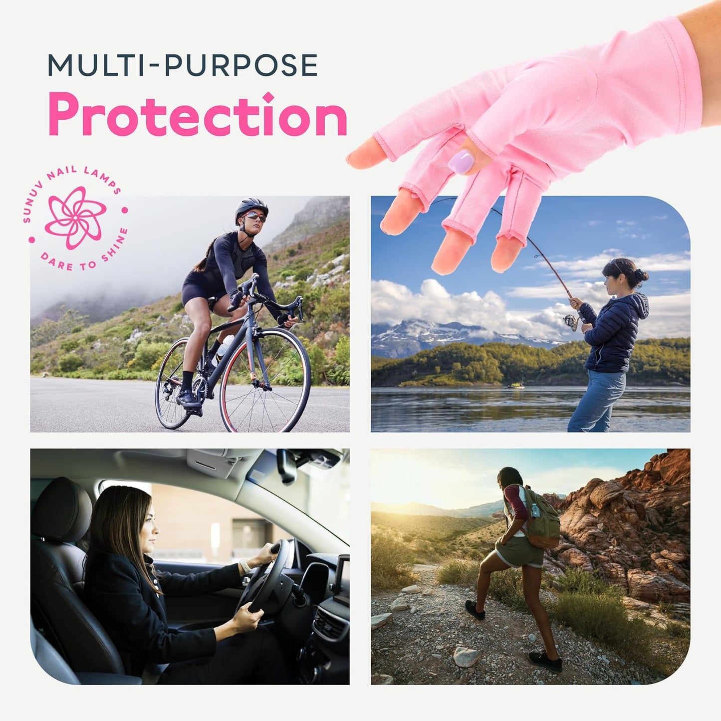 SUNUV LED Gloves - UPF 50+ Anti-UV Protection for Gel Nails | Professional Nail Tech Essential