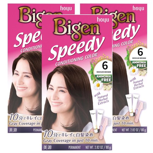 Bigen Speedy Conditioning Color Kit - Medium Brown | 3 Pack for Quick and Vibrant Hair Color