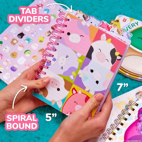Original Squishmallows Tab Journal, 5 Tabs, Spiral Bound, Journals for Teens, Squishmallows Birthday Gift, Kids Journaling Kit, Stationery Set for Girls, Sketch Journal, Diary
