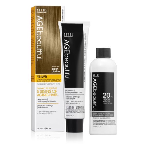 AGE Beautiful Permanent Hair Color Dye - 100% Gray Coverage | Anti-Aging Formula with Biotin for Thicker, Healthier Hair