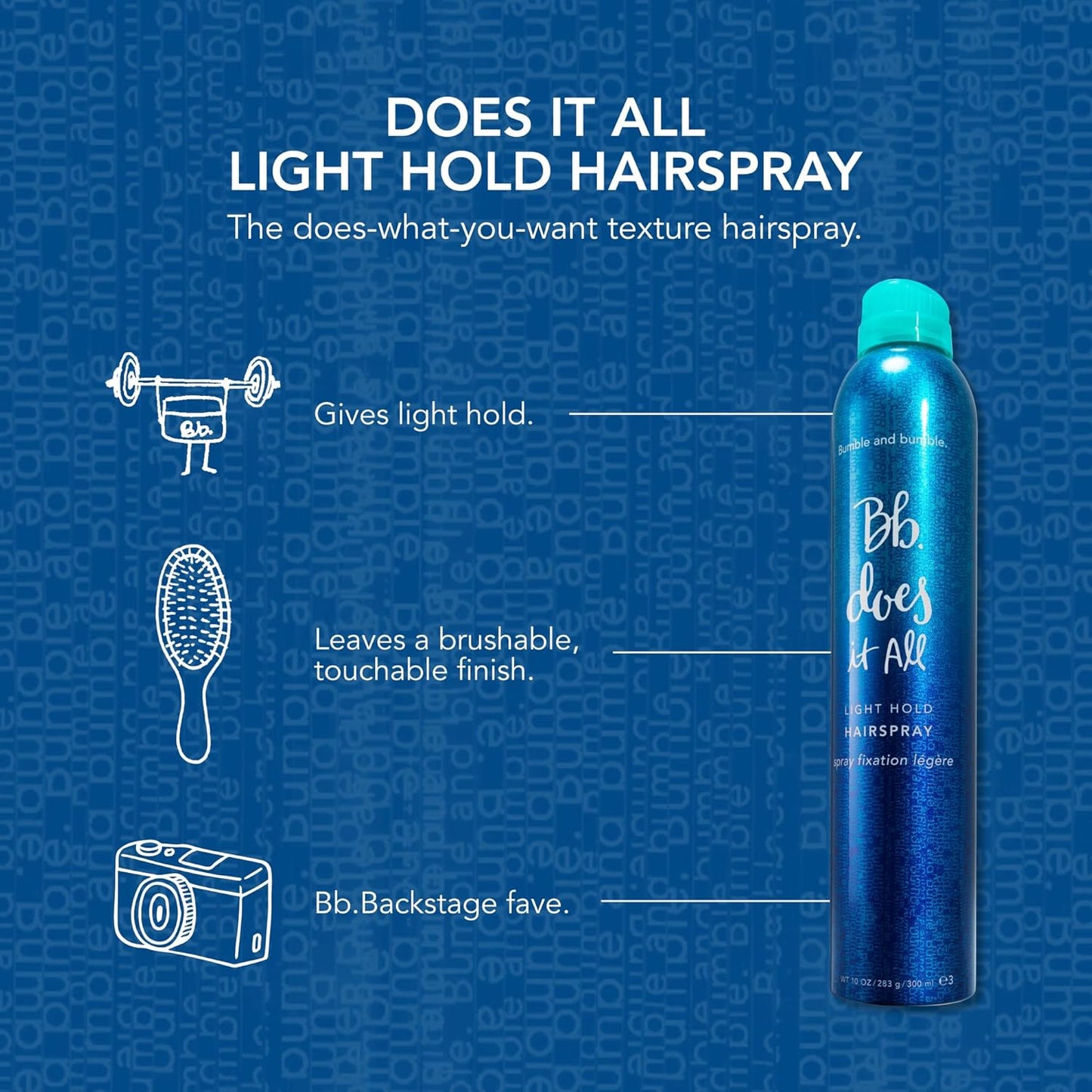 Bumble and bumble. Does It All Light Hold Hair Spray - Brushable Finish for All Hair Types | 10 Ounce