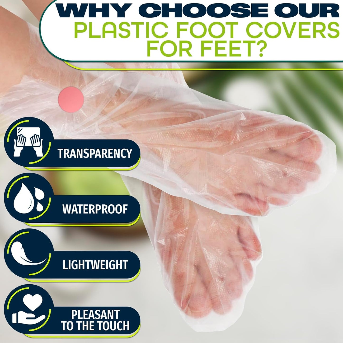 Skiennix Plastic Foot Covers - 200 Pcs Leak-Proof, Durable Anti-Slip Design | Moisturizing Socks for Foot Care