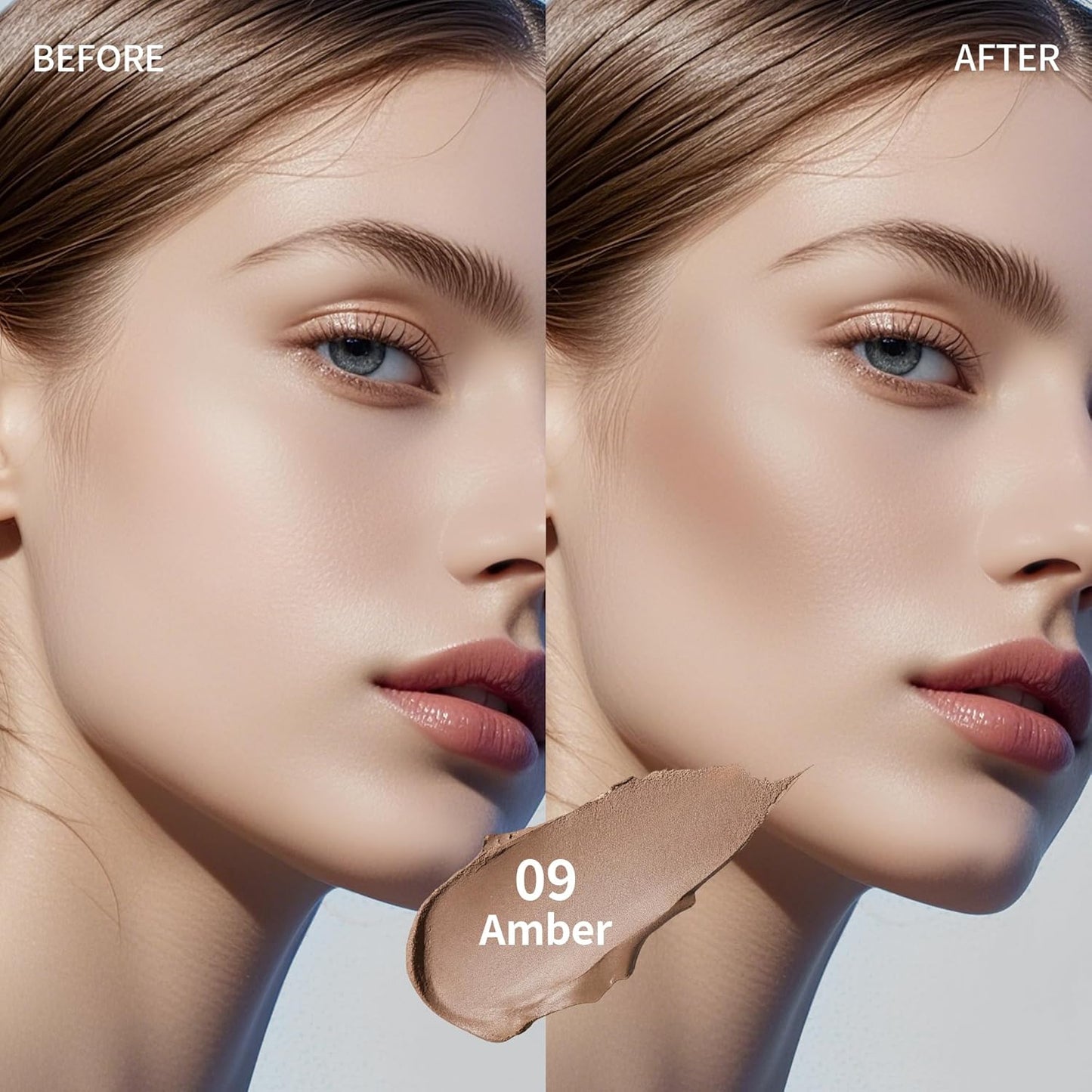 Skiennix Cream Contour Stick - Cool Toned Sculpting Makeup for Natural Look | Long-Lasting & Buildable (09 Amber)