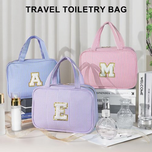 TOPEAST Gifts for Girls Women - 8 9 10 11 12 13 14 15 16 17 Year Old Girls Birthday Gifts, Initial Hanging Toiletry Bag & Makeup Bag, Travel Cruise Essentials, Pink A
