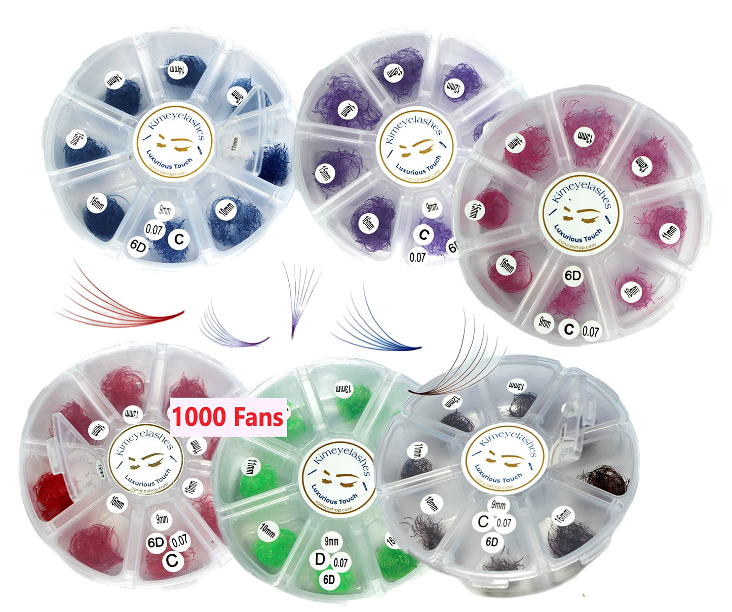 1000 Premade volume fans Mixed lengths 9-16mm loose Fans C, D Curl. Handmade eyelash extensions supplies Russian volume lash promade fan 4D 5D 6D 7D 8D 9D 10D (Curl C, 6D - 0.07 - Pink)