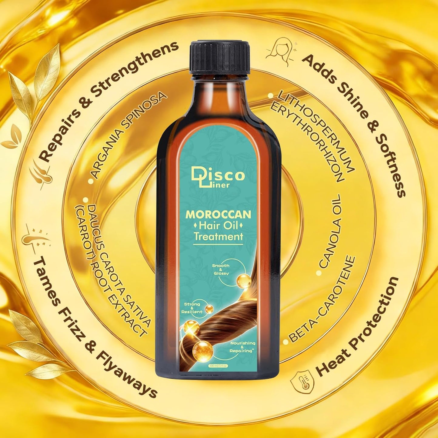 Skiennix Luxury Moroccan Hair Oil - Hydrating Treatment for Dry, Frizzy Hair & Split Ends (100ml)