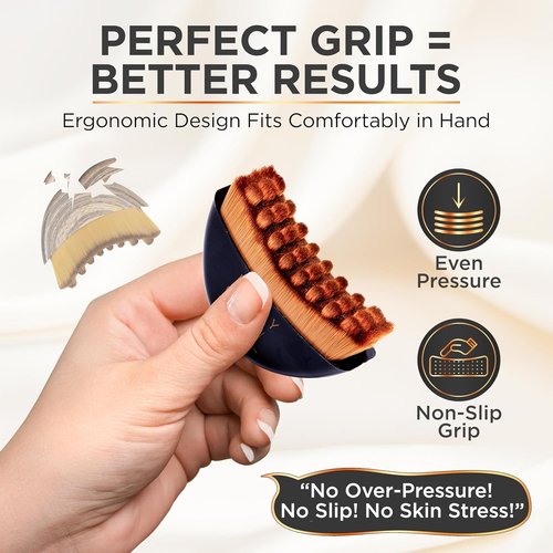 Happy Sol Lymphatic Contour Face Brush - Ergonomic Dry Brushing Tool for Puffiness & Glow | Compact Travel Size